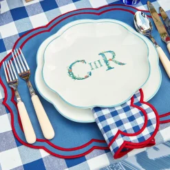 Mrs. Alice Placemats|Camilla Blue & Red Linen Placemats (Set Of 4)