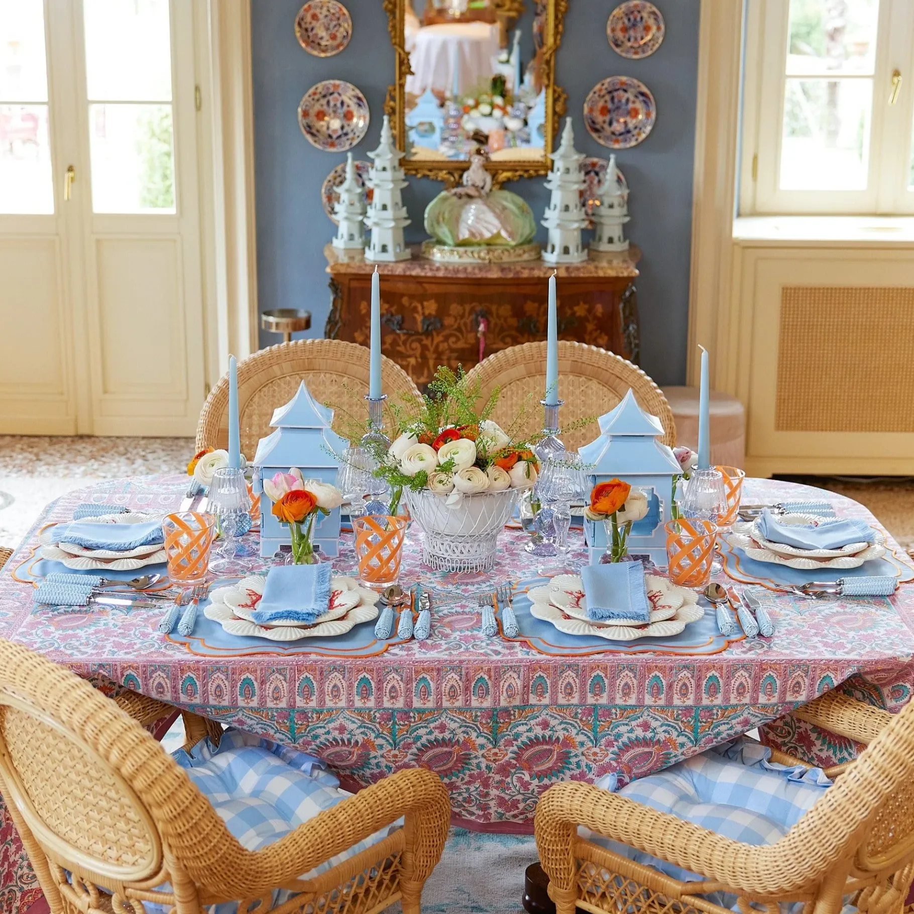 Mrs. Alice Candle Holders|Camille Azure Candle Set (Blue)