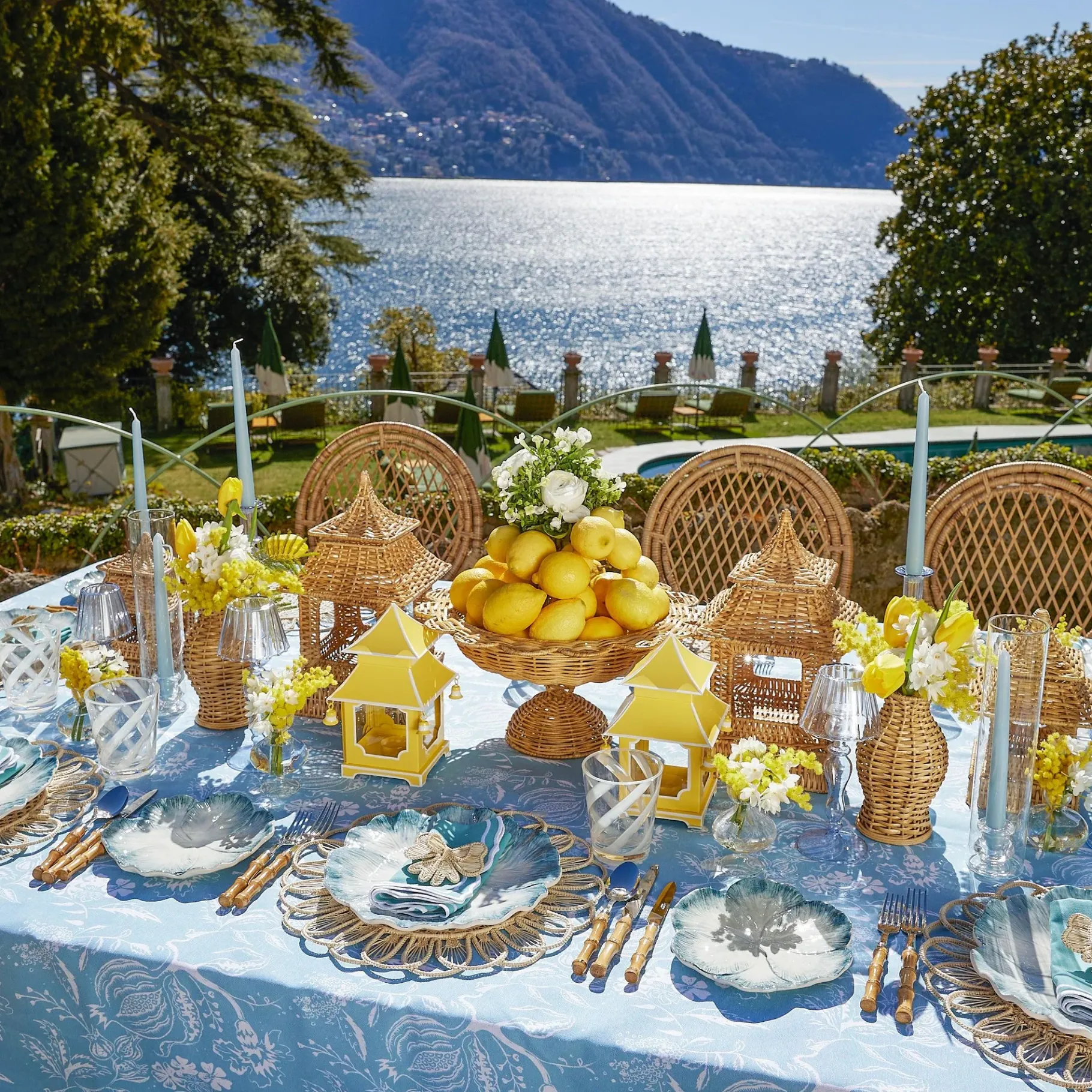 Mrs. Alice Candle Holders|Camille Azure Candle Set (Blue)