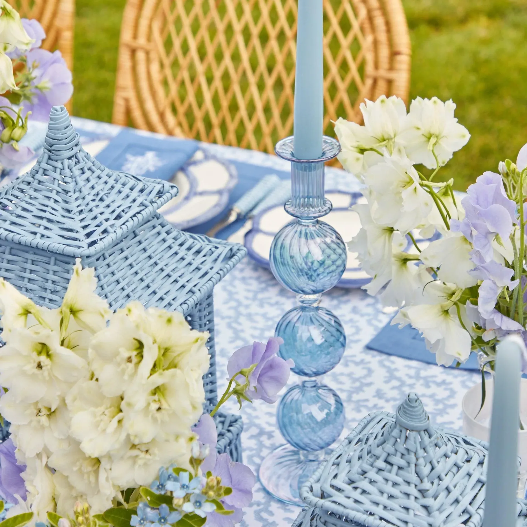 Mrs. Alice Candle Holders|Camille Azure Candle Set (Blue)