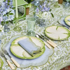 Mrs. Alice Crockery Sets|Capri Lettuce Dinner & Starter Plate (Set Of 8)