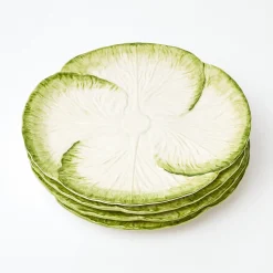 Mrs. Alice Dinner Plates|Capri Lettuce Dinner & Starter Plate (Set Of 8)