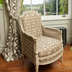 Mrs. Alice Serena Fresson Fabrics|Chestnut Brown Bamboo Trellis Fabric