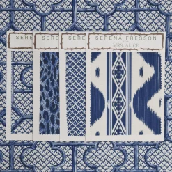 Mrs. Alice Serena Fresson Fabrics|Cobalt Blue Bamboo Trellis Fabric