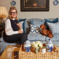 Mrs. Alice Serena Fresson Fabrics|Cobalt Blue Ikat Stripe Fabric