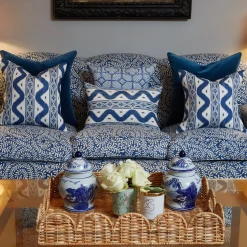Mrs. Alice Serena Fresson Fabrics|Cobalt Blue Ikat Stripe Fabric