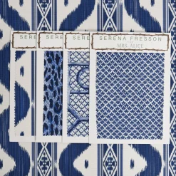 Mrs. Alice Serena Fresson Fabrics|Cobalt Blue Ikat Stripe Fabric