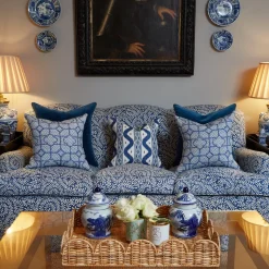 Mrs. Alice Serena Fresson Fabrics|Cobalt Blue Ikat Stripe Fabric