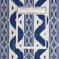 Mrs. Alice Serena Fresson Fabrics|Cobalt Blue Ikat Stripe Fabric
