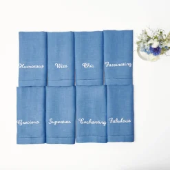Mrs. Alice Napkins|Compliment Blue Linen Napkins (Set Of 8)