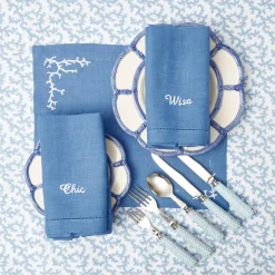 Mrs. Alice Napkins|Compliment Blue Linen Napkins (Set Of 8)