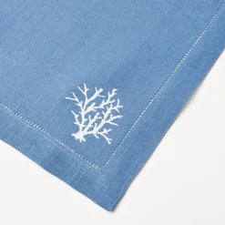 Mrs. Alice Napkins|Coral Blue Linen Napkins (Set Of 4)