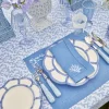 Mrs. Alice Table Linen Sets|Coral Blue Linen Placemats & Napkins (Set Of 4)