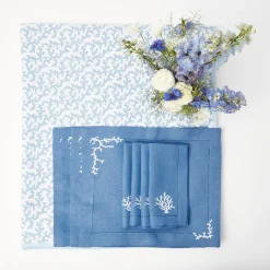 Mrs. Alice Table Linen Sets|Coral Blue Linen Set