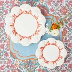 Mrs. Alice Crockery Sets|Coral Dinner & Starter Plates (Set Of 8)