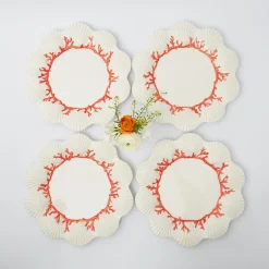 Mrs. Alice Crockery Sets|Coral Dinner Plates (Set Of 4)