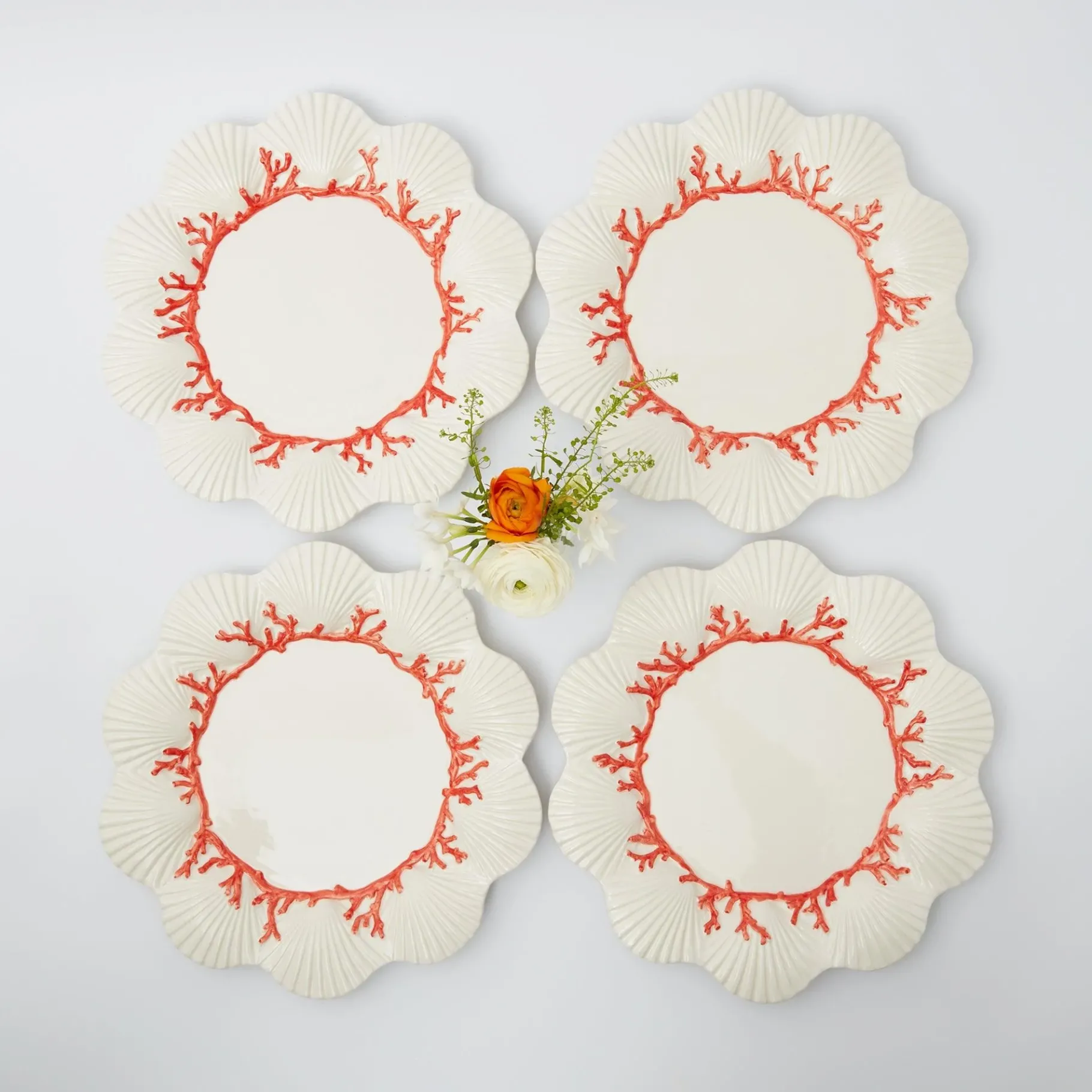 Mrs. Alice Crockery Sets|Coral Dinner Plates (Set Of 4)