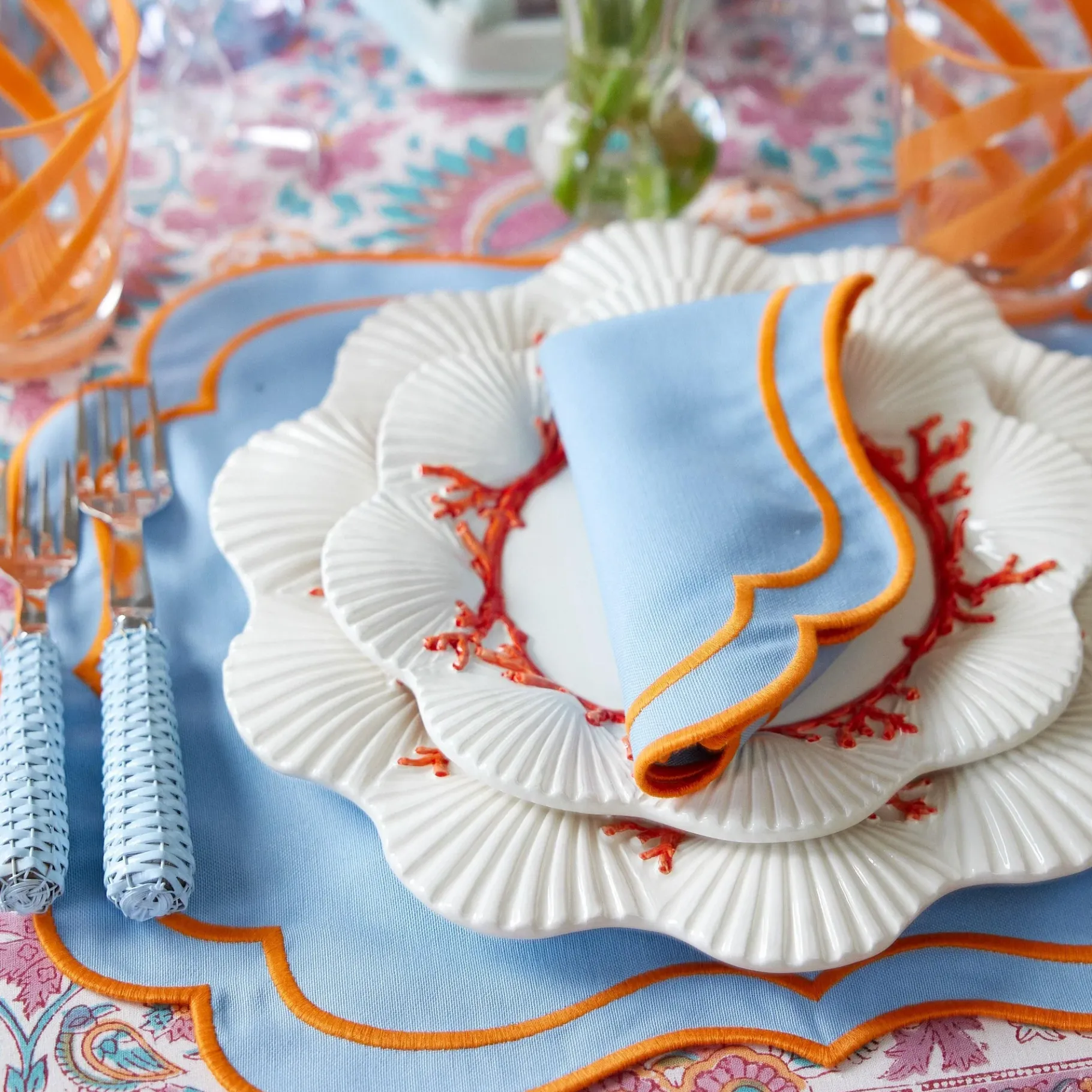 Mrs. Alice Crockery Sets|Coral Dinner Plates (Set Of 4)