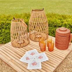 Mrs. Alice Napkins|Coral Linen Cocktail Napkins (Set Of 4)