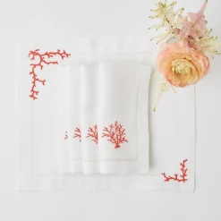 Mrs. Alice Napkins|Coral Linen Napkins (Set Of 4)