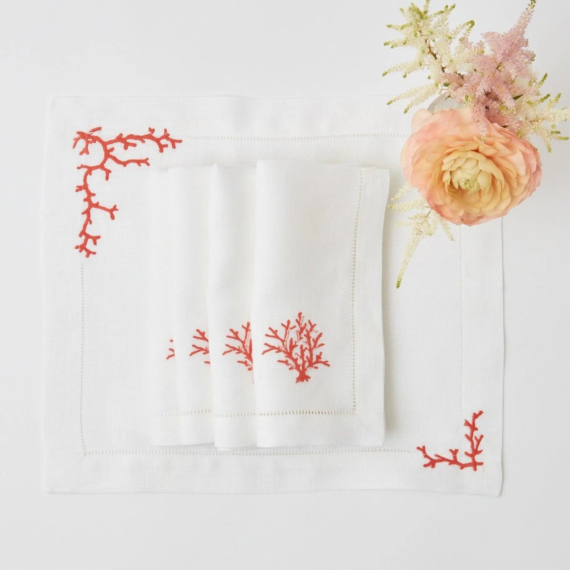 Mrs. Alice Napkins|Coral Linen Napkins (Set Of 4)