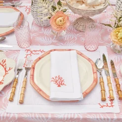 Mrs. Alice Table Linen Sets|Coral Linen Placemats & Napkins (Set Of 4)