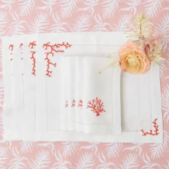 Mrs. Alice Placemats|Coral Linen Placemats (Set Of 4)