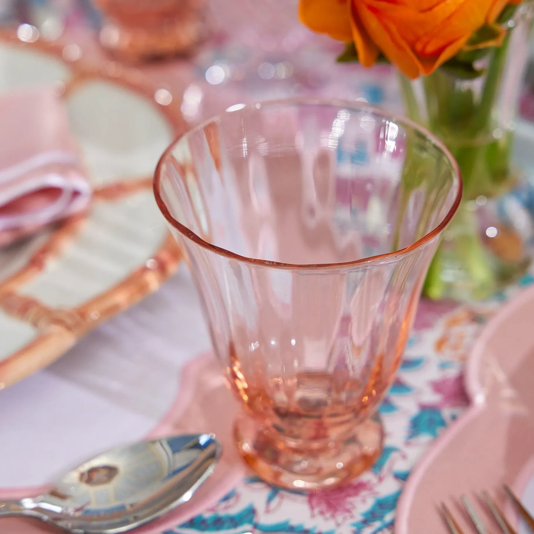 Mrs. Alice Glasses|Coral Tulip Water Glass (Set Of 4)