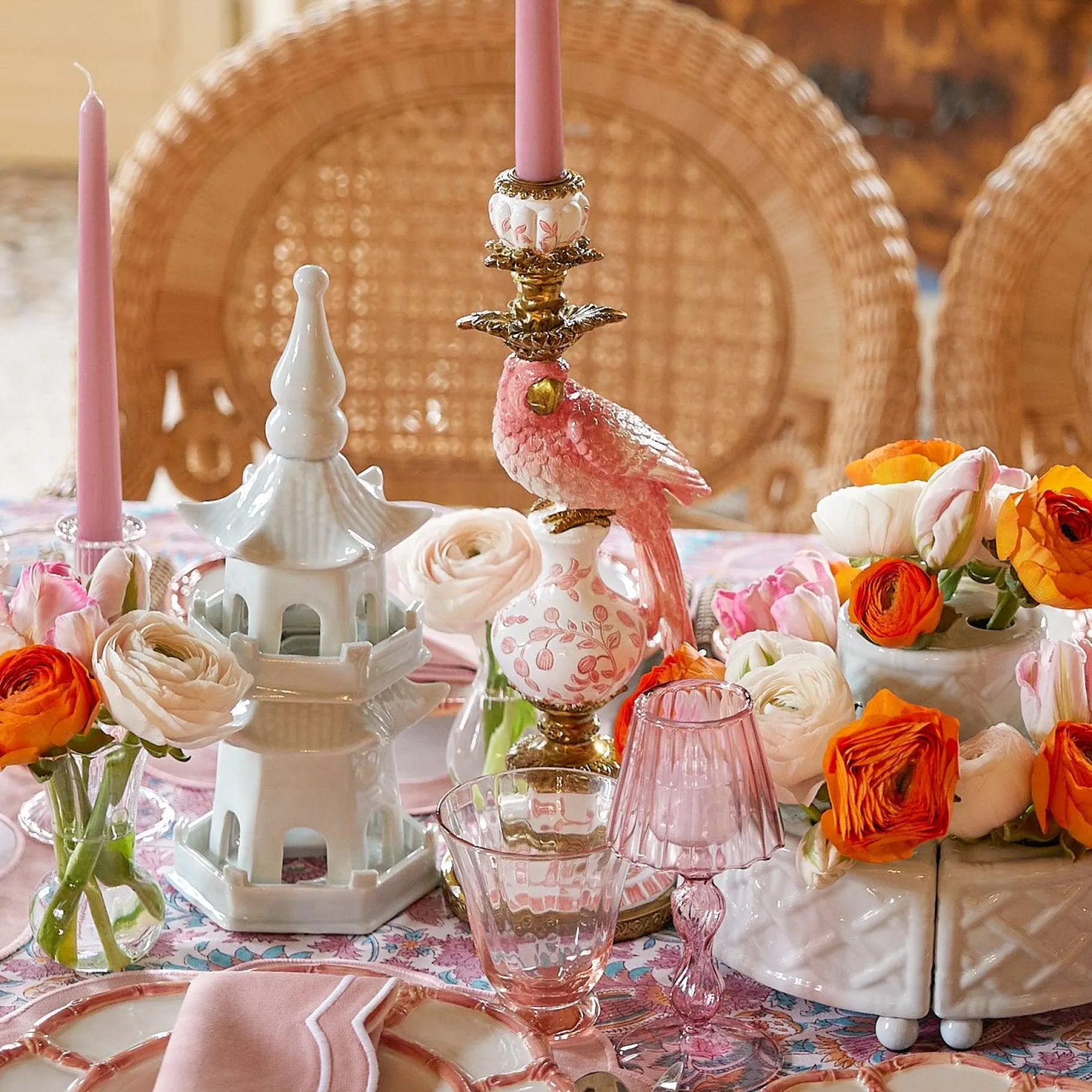 Mrs. Alice Glasses|Coral Tulip Water Glass (Set Of 4)