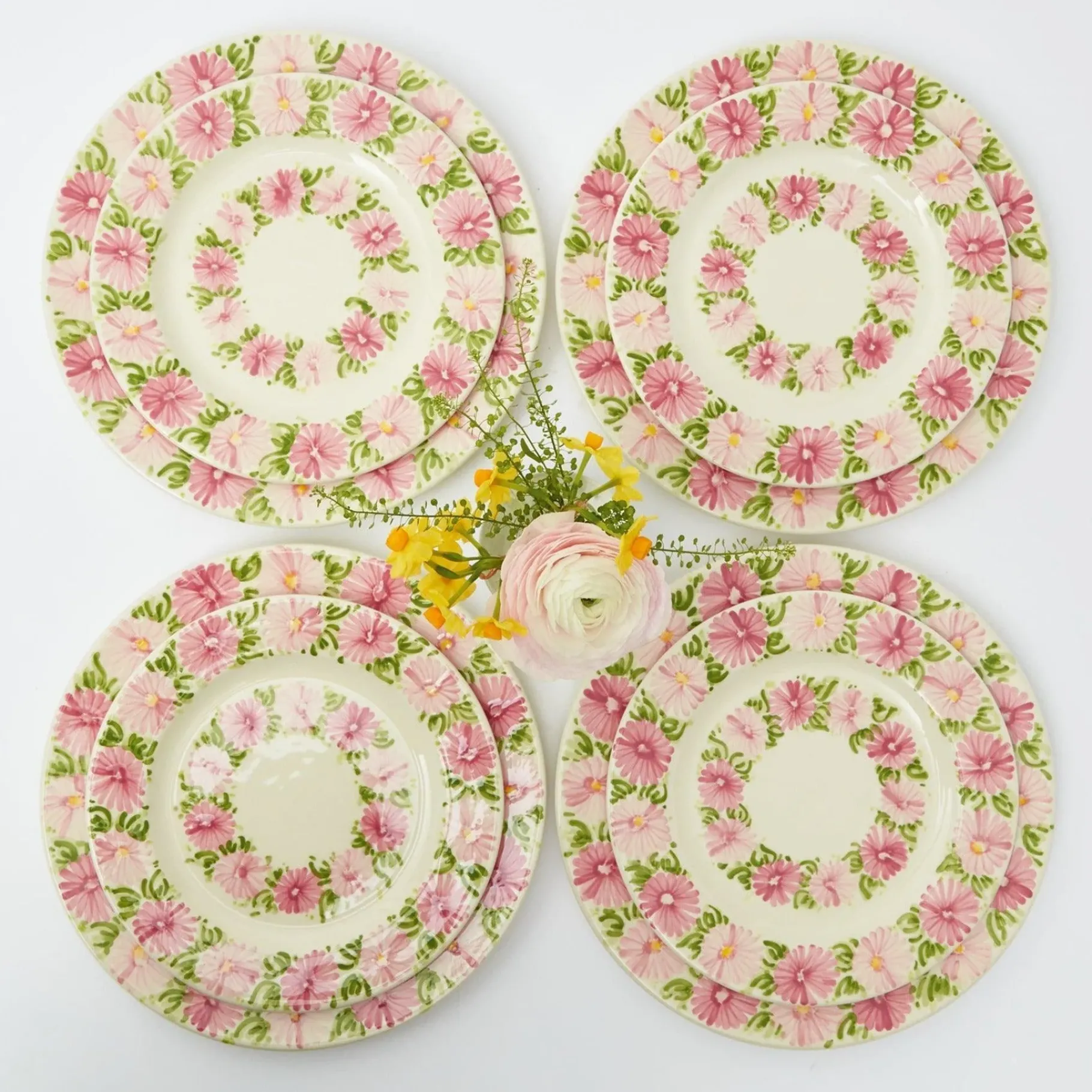 Mrs. Alice Crockery Sets|Dahlia Garland Dinner & Starter Plates (Set Of 8)