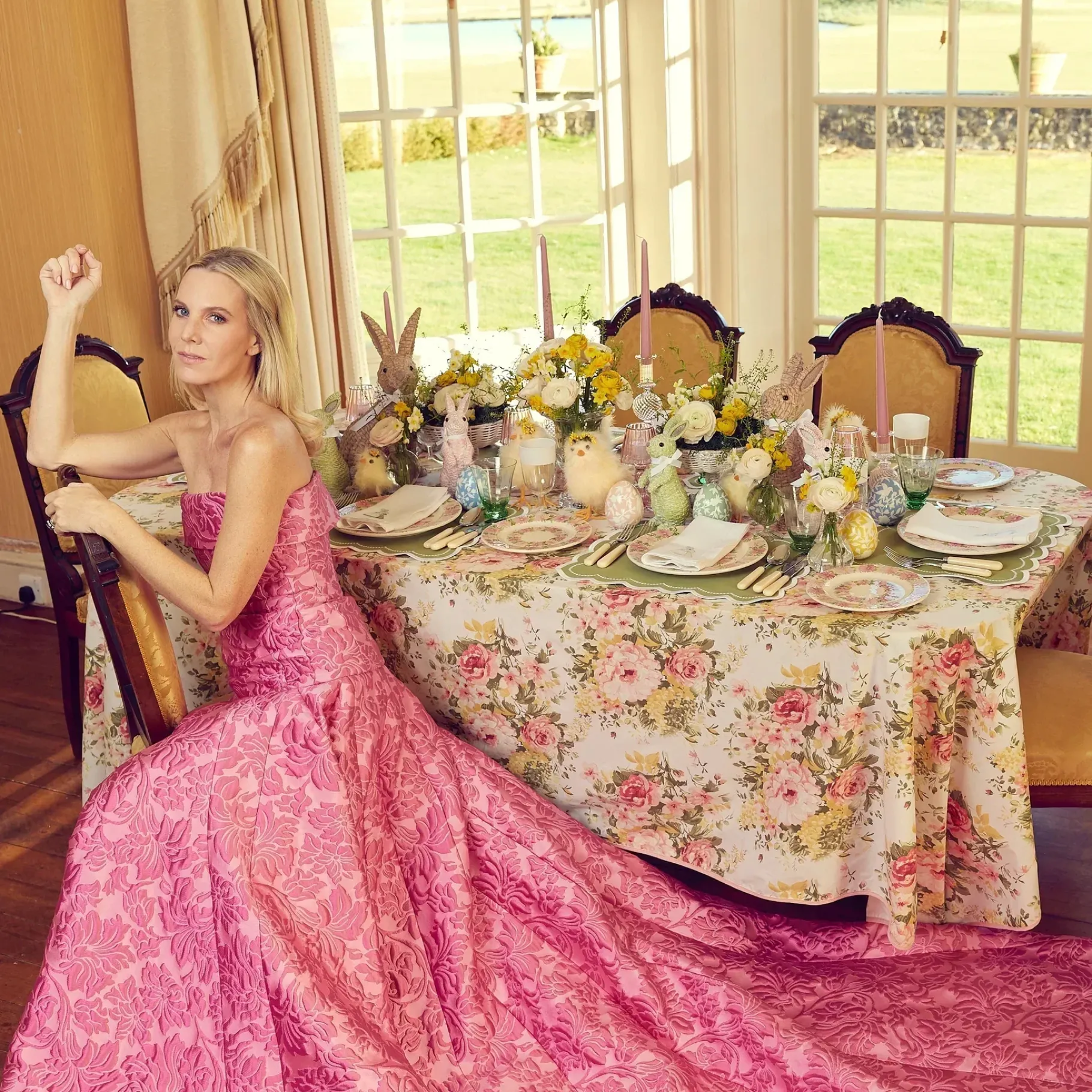 Mrs. Alice Crockery Sets|Dahlia Garland Dinner & Starter Plates (Set Of 8)