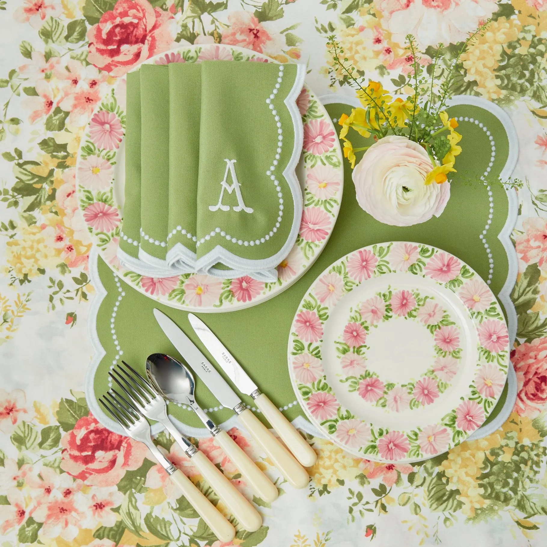 Mrs. Alice Crockery Sets|Dahlia Garland Dinner & Starter Plates (Set Of 8)