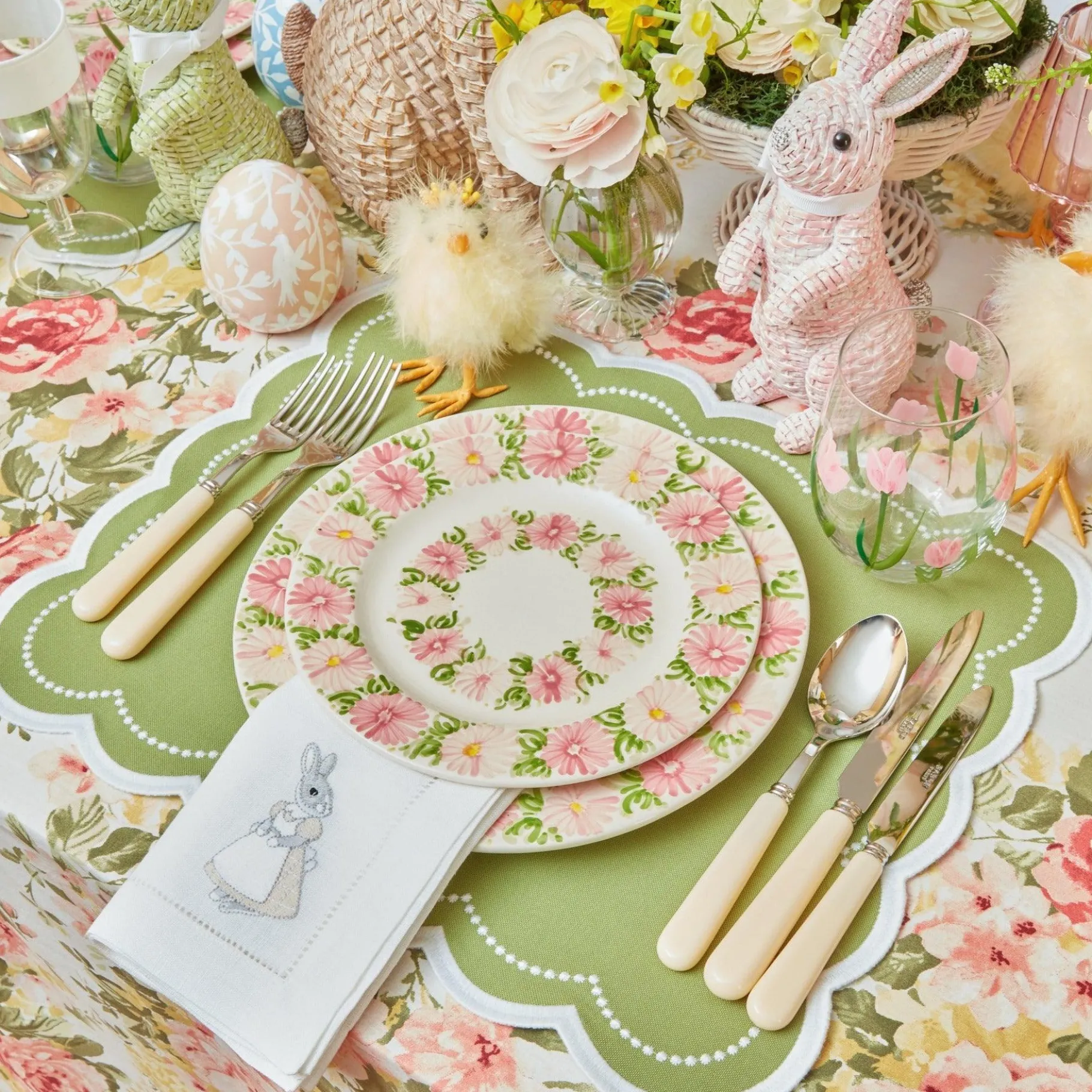 Mrs. Alice Crockery Sets|Dahlia Garland Dinner & Starter Plates (Set Of 8)