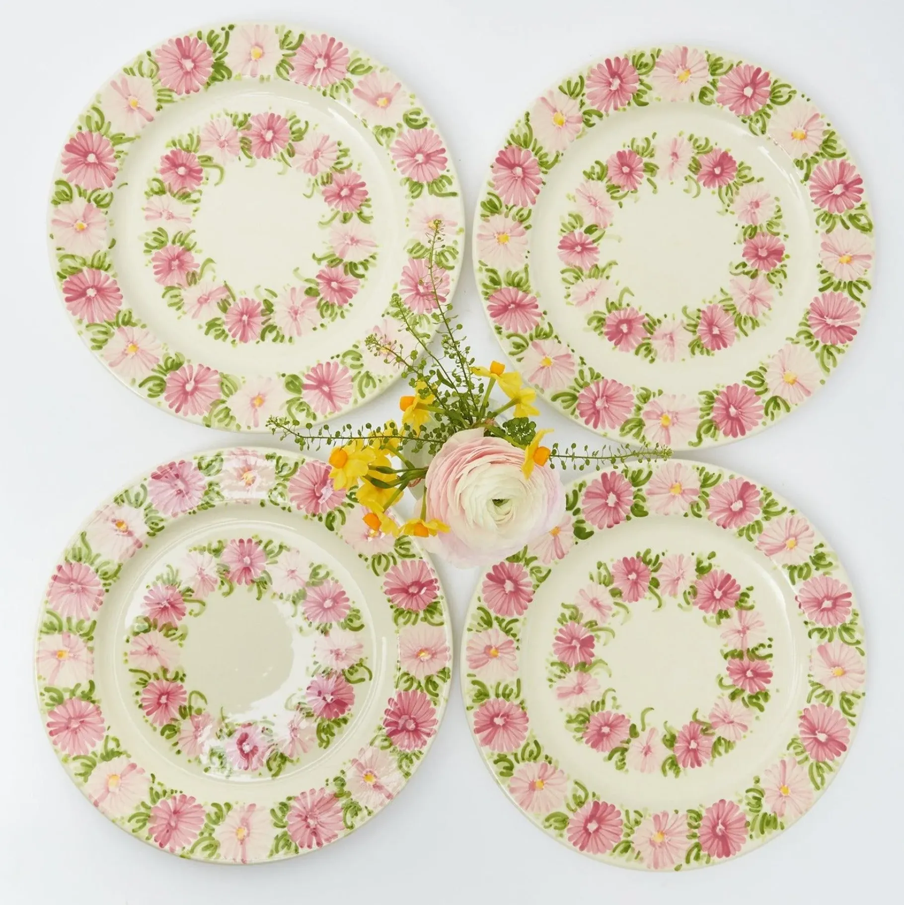 Mrs. Alice Crockery Sets|Dahlia Garland Dinner Plate (Set Of 4)