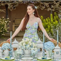 Mrs. Alice Candle Holders|Delphine Blue Candle Holders (Pair)