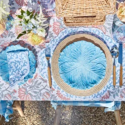 Mrs. Alice Table Linen Sets|Edie Blue Coral Placemats & Napkins (Set Of 4)