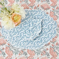 Mrs. Alice Table Linen Sets|Edie Blue Coral Placemats & Napkins (Set Of 4)