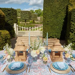 Mrs. Alice Table Linen Sets|Edie Blue Coral Placemats & Napkins (Set Of 4)