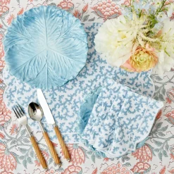 Mrs. Alice Table Linen Sets|Edie Blue Coral Placemats & Napkins (Set Of 4)