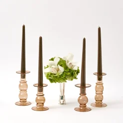 Mrs. Alice Candle Holders|Elise Small Amber Candle Holder (Pair)