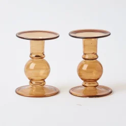 Mrs. Alice Candle Holders|Elise Small Amber Candle Holder (Pair)