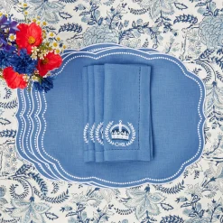 Mrs. Alice Table Linen Sets|Eloise Blue Placemats & Coronation Napkins (Set Of 4)