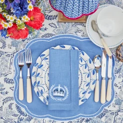 Mrs. Alice Table Linen Sets|Eloise Blue Placemats & Coronation Napkins (Set Of 4)