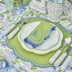Mrs. Alice Table Linen Sets|Eloise Green And Blue Placemats & Napkins (Set Of 4)