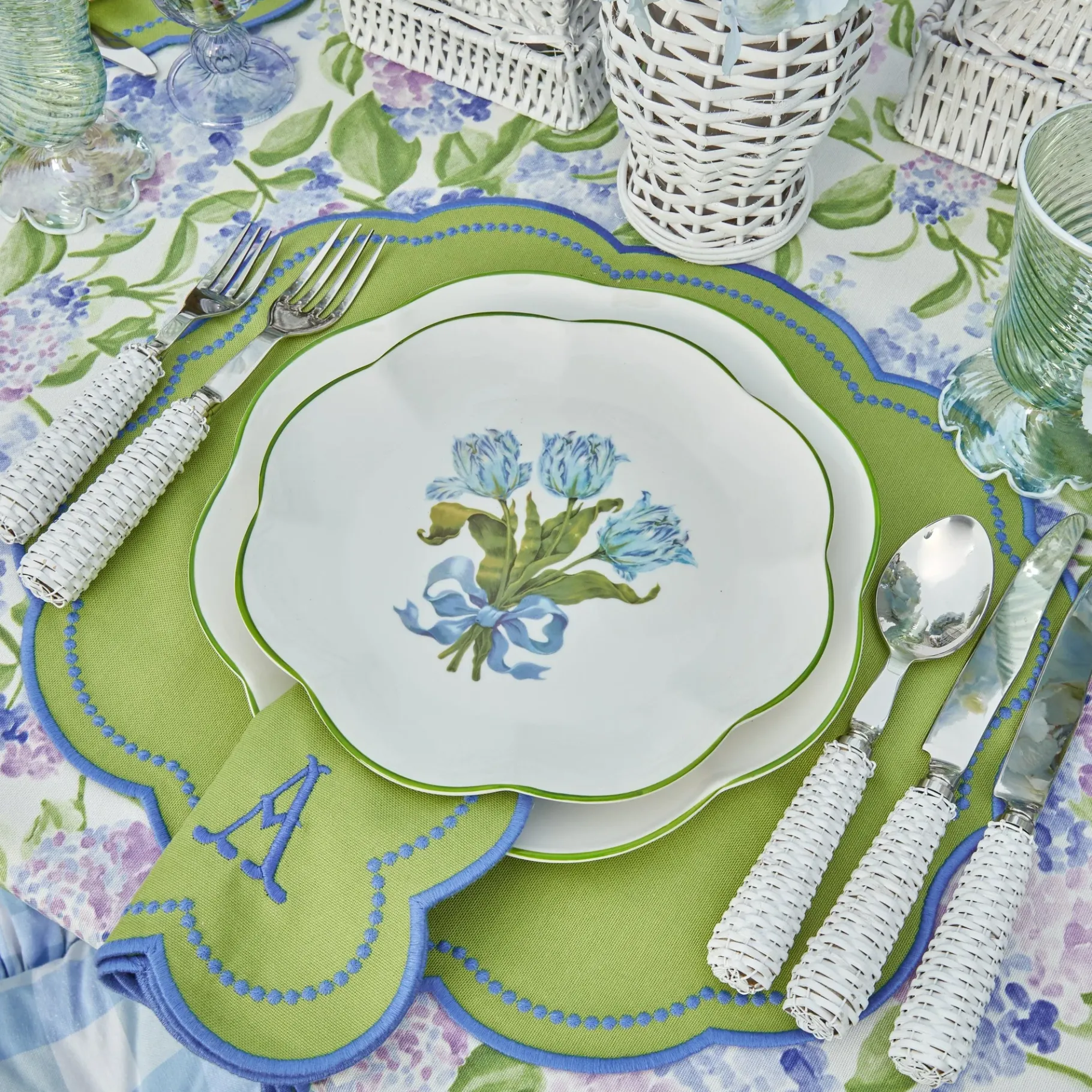 Mrs. Alice Placemats|Eloise Green And Blue Placemats (Set Of 4)