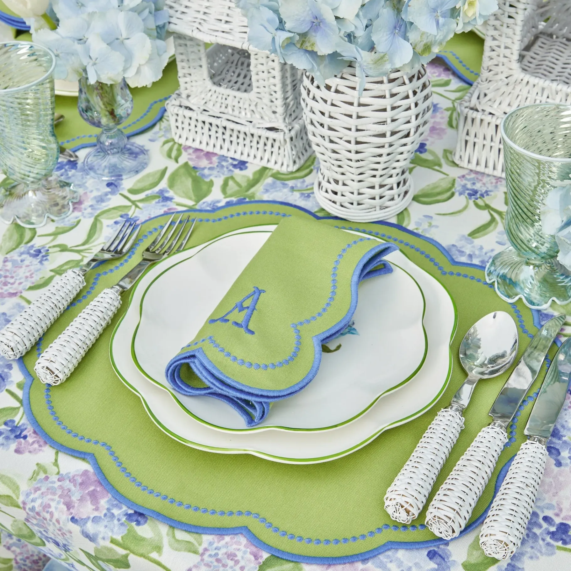 Mrs. Alice Placemats|Eloise Green And Blue Placemats (Set Of 4)