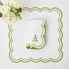 Mrs. Alice Table Linen Sets|Elsa White & Green Napkins (Set Of 4)