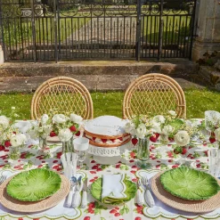 Mrs. Alice Table Linen Sets|Elsa White & Green Napkins (Set Of 4)