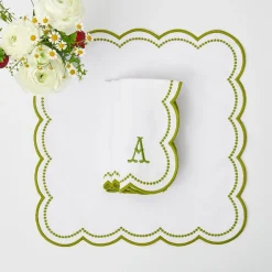 Mrs. Alice Napkins|Elsa White & Green Napkins (Set Of 4)