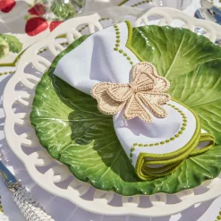 Mrs. Alice Napkins|Elsa White & Green Napkins (Set Of 4)